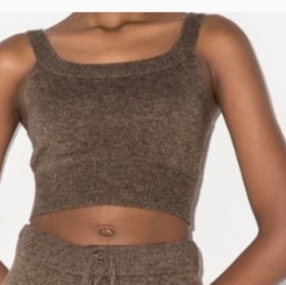 Reformation Cropped Cashmere Brown Top - Picture 3 of 6